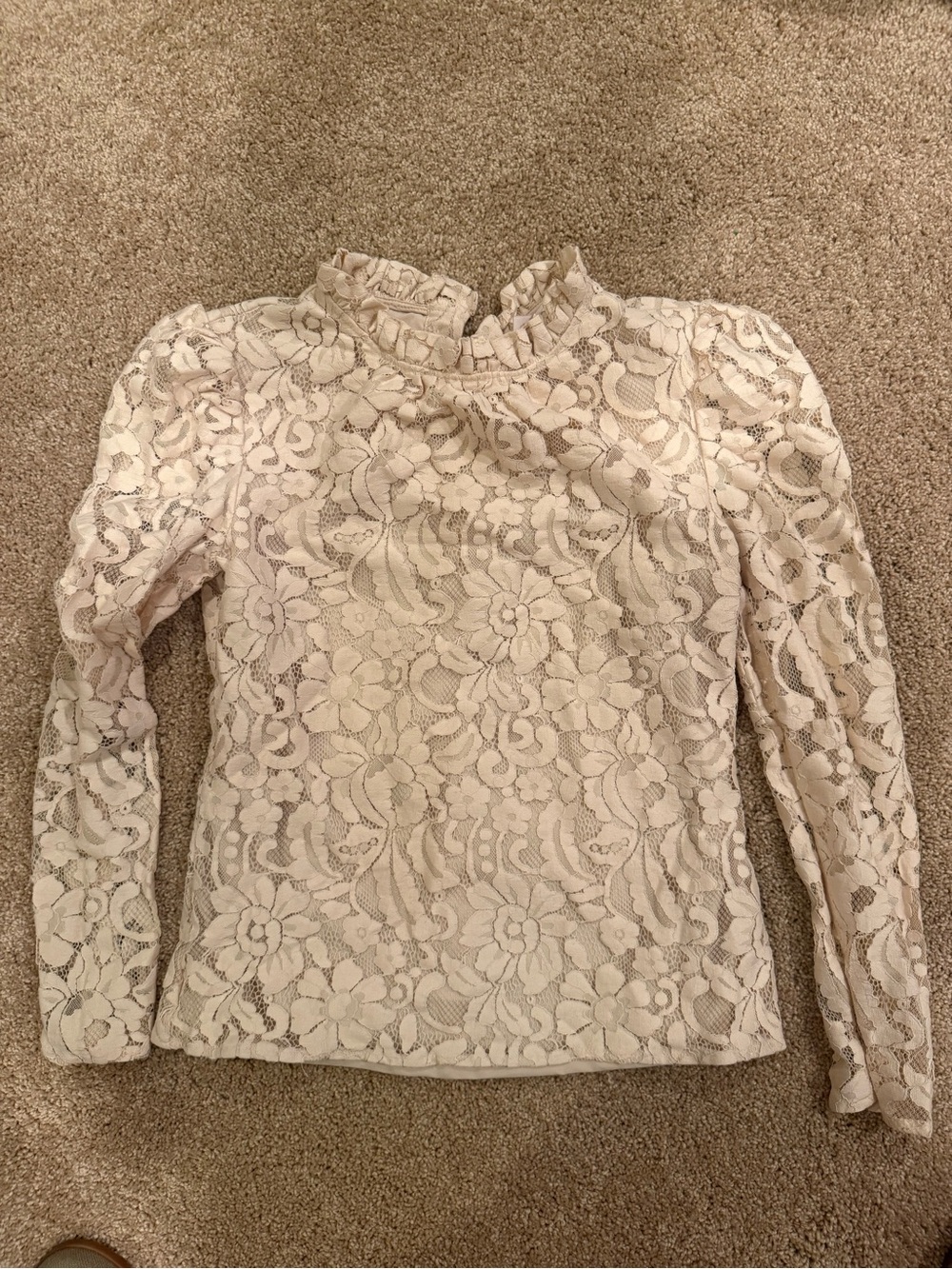 Rachel Parcell Ruffle Neck Lace Top